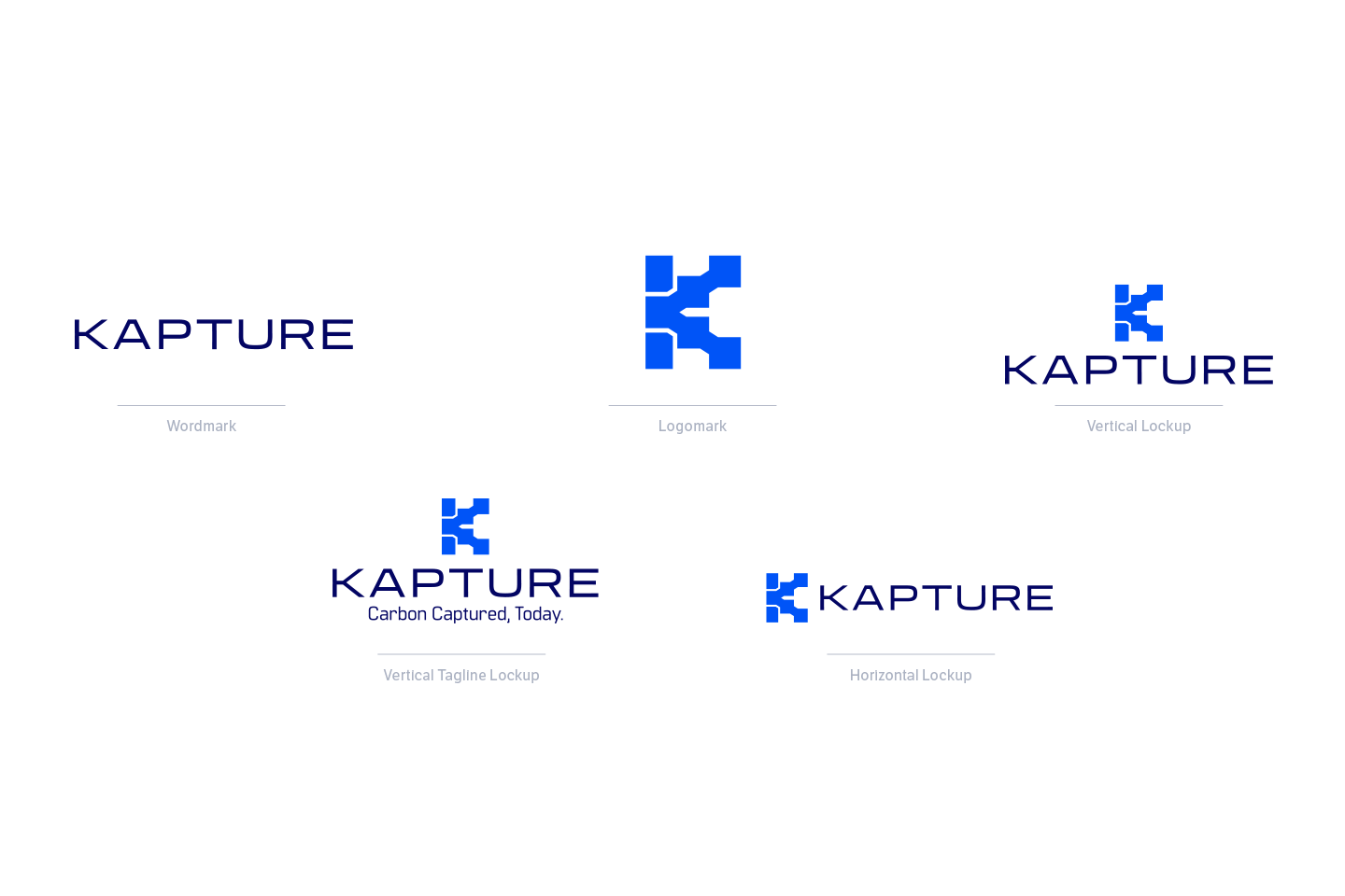 The full logo set made for Kapture, the carbon capture company