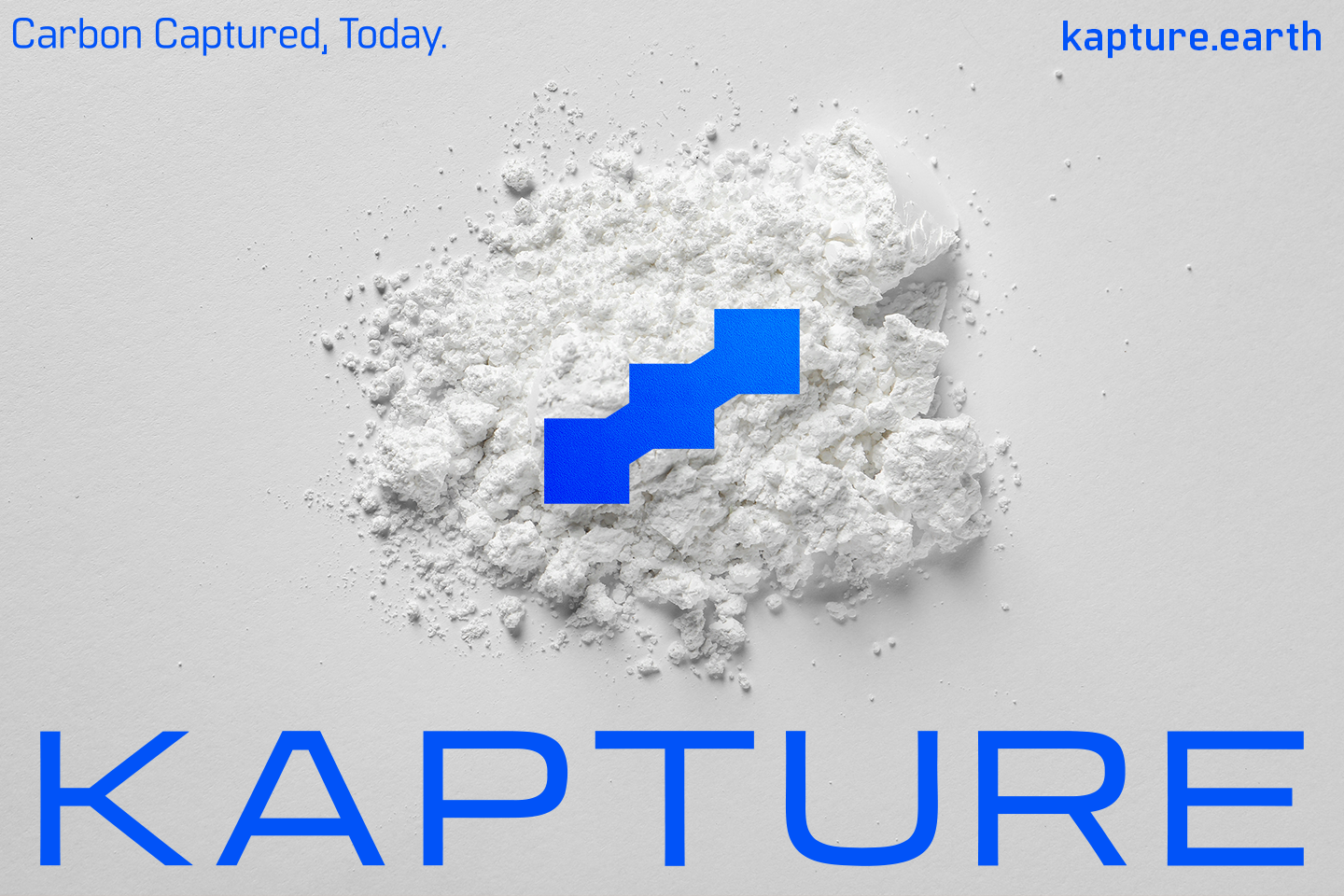 A poster promoting the calcium substrate made from Kapture's carbon capture technology with the logo and branding in place.